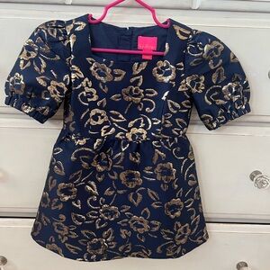 Lilly Pulitzer Midnight Blue Dress with Gold Accents